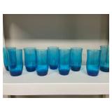 Set of 9 VTG Blue Glass Tumblers