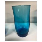 Set of 9 VTG Blue Glass Tumblers