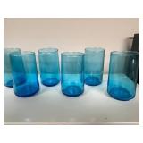 Collection of Vintage Blue Glass Drinkware and Dessert Glasses