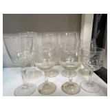 Set of VTG Assorted Wine and Water Goblets with Decorative Stems