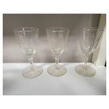Set of 6 Vintage Etched and Pressed Glass Goblets and Mugs
