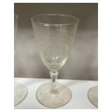 Set of 6 Vintage Etched and Pressed Glass Goblets and Mugs
