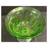 Set of 9 Green Depression Glass Plates with Matching Dessert Cup
