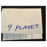 Set of 9 Green Depression Glass Plates with Matching Dessert Cup