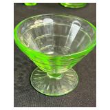 Collection of Vintage Green Uranium Depression Glass Tableware