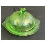 Collection of Vintage Green Uranium Depression Glass Tableware