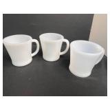 Vintage Anchor Hocking Fire King White Milk Glass Mugs, Bowl, and Hobnail Dishes Set