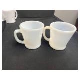 Vintage Anchor Hocking Fire King White Milk Glass Mugs, Bowl, and Hobnail Dishes Set