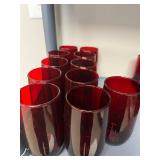 Set of 10 Vintage Red Glass Tumblers 5-Inch Tall