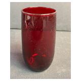 Set of 10 Vintage Red Glass Tumblers 5-Inch Tall