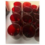 Set of 10 Vintage Red Glass Tumblers 5-Inch Tall