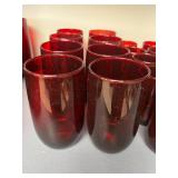 Set of 10 Vintage Red Glass Tumblers 5-Inch Tall