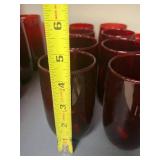 Set of 10 Vintage Red Glass Tumblers 5-Inch Tall