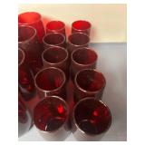 Set of 10 Vintage Red Glass Tumblers 5-Inch Tall