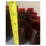 Set of 10 Vintage Red Glass Tumblers 5-Inch Tall