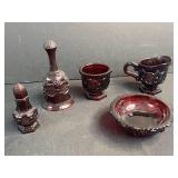 Set of 5 Avon Charisma Ruby Red Glassware Pieces