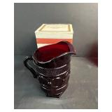 Avon 1876 Cape Cod Collection Ruby Red Glass Pitchers and Plates Set