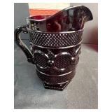 Avon 1876 Cape Cod Collection Ruby Red Glass Pitchers and Plates Set