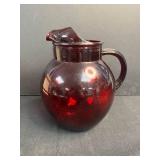 Avon 1876 Cape Cod Collection Ruby Red Glass Pitchers and Plates Set