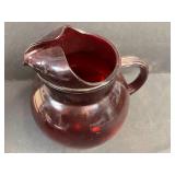 Avon 1876 Cape Cod Collection Ruby Red Glass Pitchers and Plates Set
