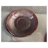 Vintage Ruby Red Glass Pitcher Set with Cups, Saucers, and Bowl