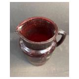Vintage Ruby Red Glass Pitcher Set with Cups, Saucers, and Bowl