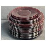 Set of Vintage Ruby Red Glass Plates Assorted Sizes