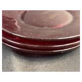 Set of Vintage Ruby Red Glass Plates Assorted Sizes