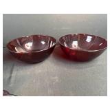 Set of Vintage Ruby Red Glass Bowls and Dishes Assorted Styles