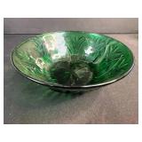 Vintage Green Depression Glass Serving Set with Cups and Bowls