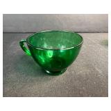 Vintage Green Depression Glass Serving Set with Cups and Bowls
