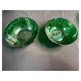 Set of 6 Vintage Green Depression Glass Bowls and Plates
