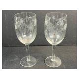 Collection of Vintage Etched and Pressed Glass Goblets and Coupes