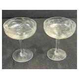 Collection of Vintage Etched and Pressed Glass Goblets and Coupes
