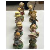 Set of Vintage Style Porcelain Figurines Children and Animals