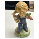 Set of Vintage Style Porcelain Figurines Children and Animals