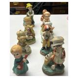 Set of Vintage Hand-Painted Ceramic Children Figurines