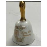 Set of 6 Decorative Collector Bells - Glass, Porcelain, and Metal