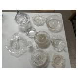 Collection of Assorted Vintage Pressed Glass Dishes and Bowls