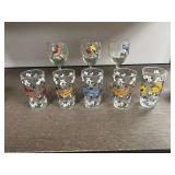 Set of Vintage Bird Theme Drinking Glasses and 3 Wine Glasses