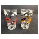 Set of Vintage Bird Theme Drinking Glasses and 3 Wine Glasses