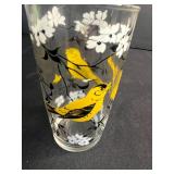 Set of Vintage Bird Theme Drinking Glasses and 3 Wine Glasses
