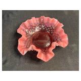 Collection of Hobnail Glass Bowls and Porcelain Floral Bathroom Accessories