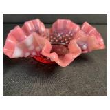 Collection of Hobnail Glass Bowls and Porcelain Floral Bathroom Accessories