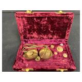 Assorted Jewelry Display Lot with Vintage Balance Scale, Velvet Case, Blue Mannequin, and Jewelry Tray