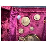 Assorted Jewelry Display Lot with Vintage Balance Scale, Velvet Case, Blue Mannequin, and Jewelry Tray