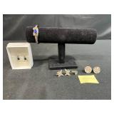 Sterling Silver 925 Bracelet, Blue Stone Earrings, Alpaca Jewelry Lot