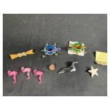 Assorted Vintage Brooch and Pin Lot Including Marvella, Animal, and Floral Designs