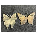 Set of 6 Alpaca Abalone Inlay Brooches and Pendants - Butterfly, Turtle, Leaf Designs