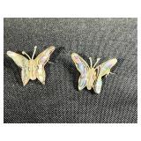 Set of 6 Alpaca Abalone Inlay Brooches and Pendants - Butterfly, Turtle, Leaf Designs